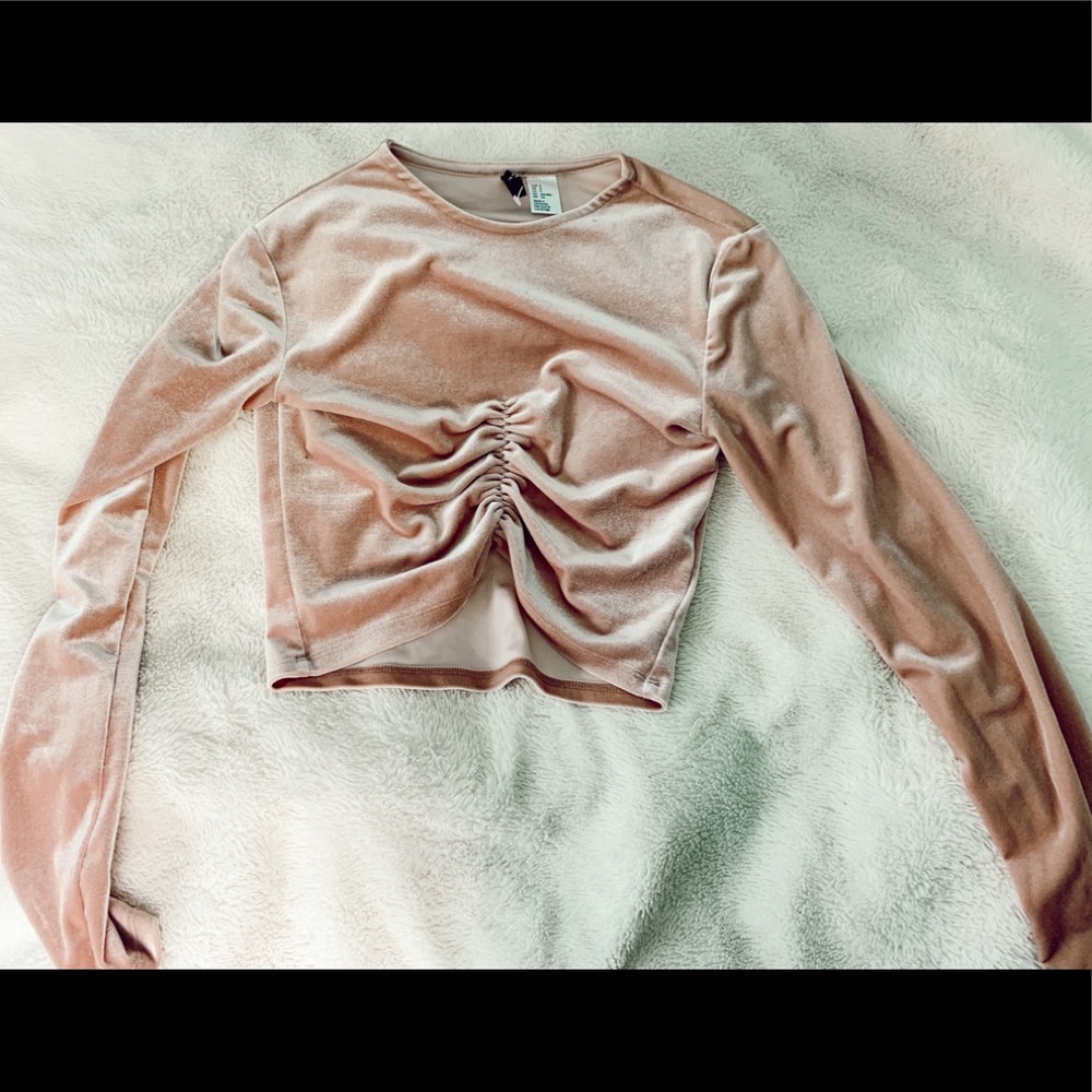 Pink velvety long sleeve size S from H&M